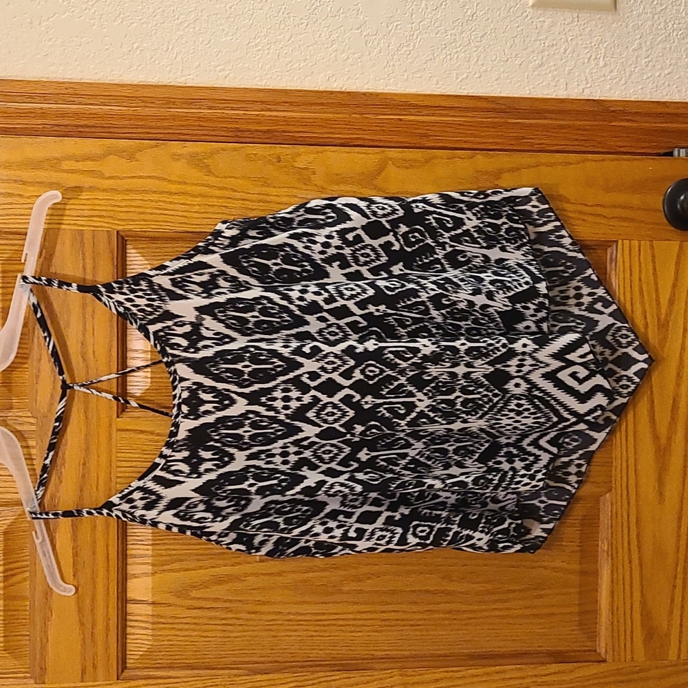 No Boundaries black/white spaghetti strap tank